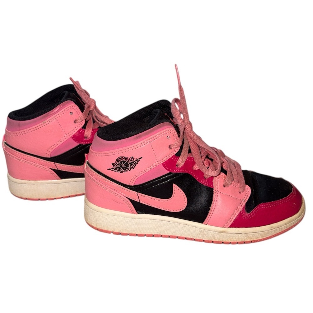 Air Jordan 1 Mid Pink Black Red Women’s Sneakers - Youth 5Y / Women’s 6.5